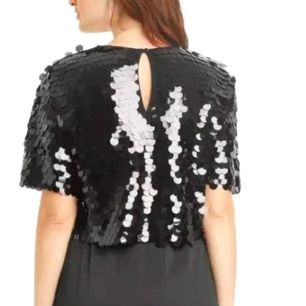 Cropped black sequin top